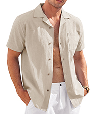 mens cotton linen shirts short sleeve