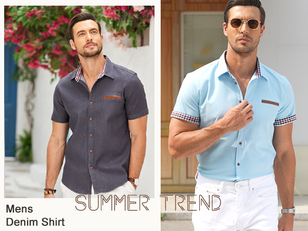 Men''s Casual Short Sleeve Button Down Dress Shirt