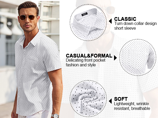 Men''s Lightweight Short Sleeve Button down Shirt