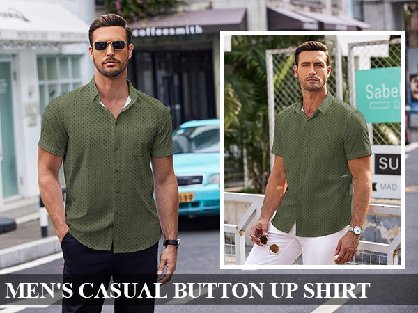 COOFANDY Men''s Short Sleeve Dress Shirt Casual Wrinkle Free Button Down Shirts