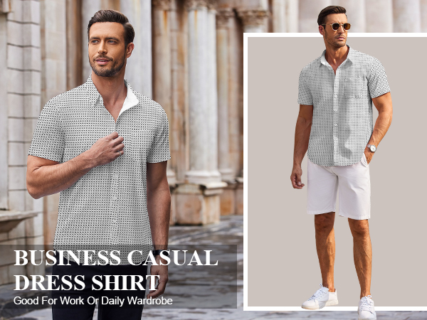 COOFANDY Men''s Casual Short Sleeve Dress Shirt