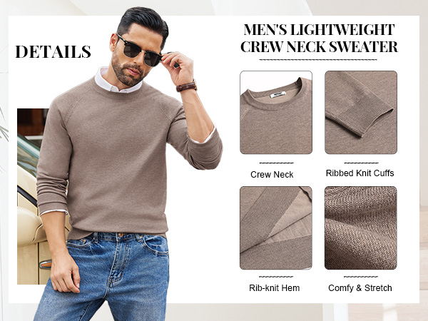 COOFANDY Men''s Crewneck Sweater Casual Dress Pullover Sweater