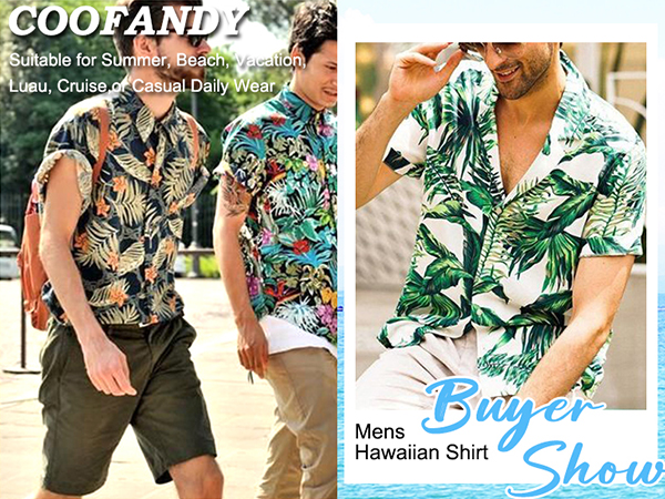 COOFANDY Mens Casual Button Down Shirt Short Sleeve Hawaiian Tropical Floral Shirt