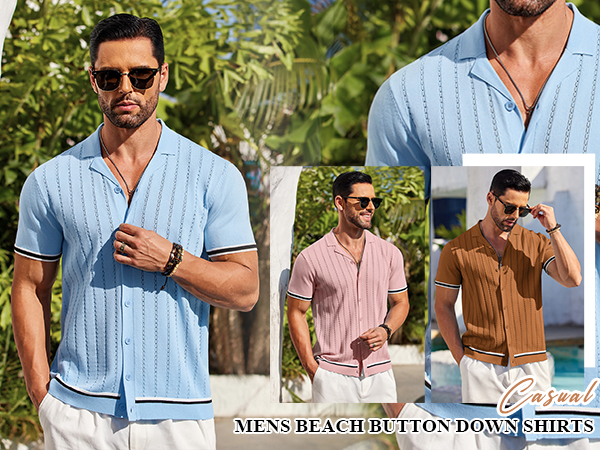 Mens Button Down Knit Shirt