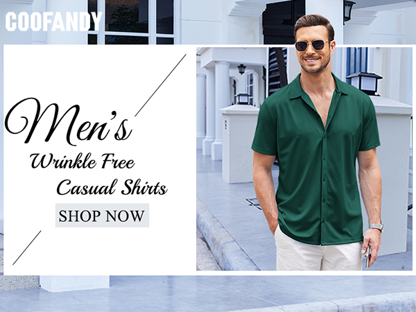 Mens Casual Wrinkle Free Shirts Short Sleeve