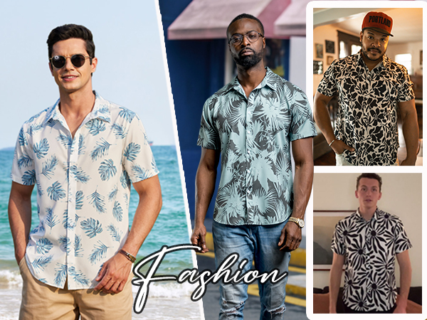 men tropical shirt short sleeve