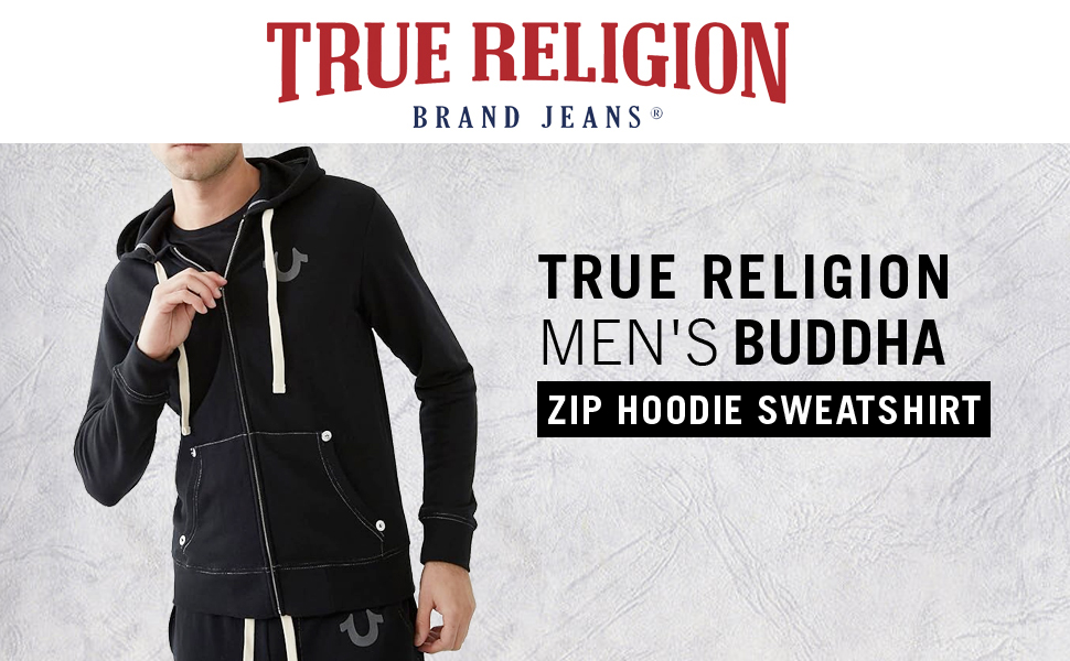 Men''s Buddha Logo Zip Hoodie Sweatshirt 