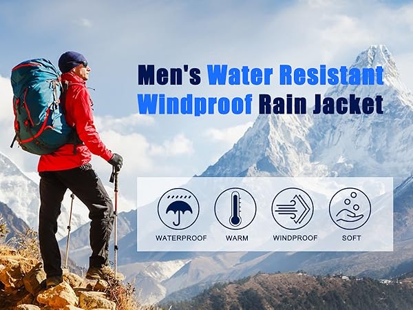 Mens Water Resistant Rain Jacket