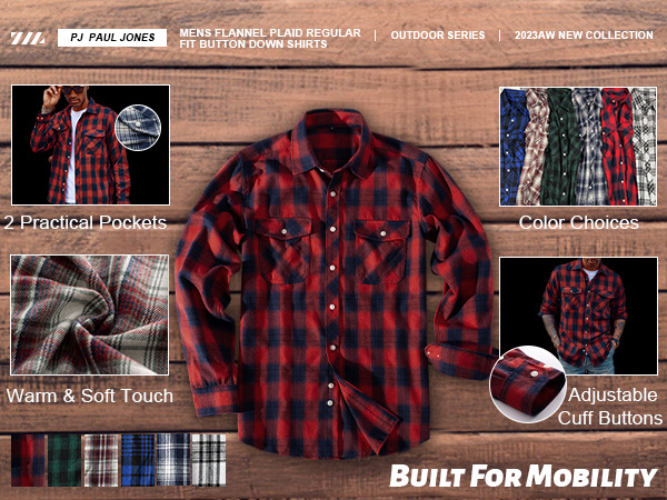 mens casual button down shirts long sleeve flannel plaid cotton shirt untucked shirts with pockets