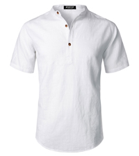 Cotton Linen Henley Shirt