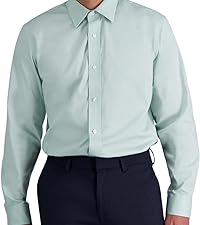 haggar mens premium comfort slim fit seafoam green dress shirt