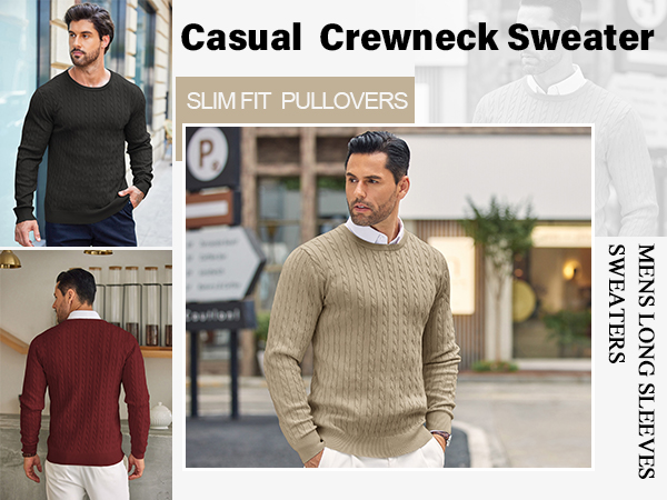 Mens Slim Fit Pullovers Sweaters