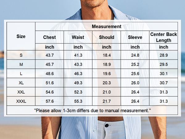 Size Chart for Your Reference