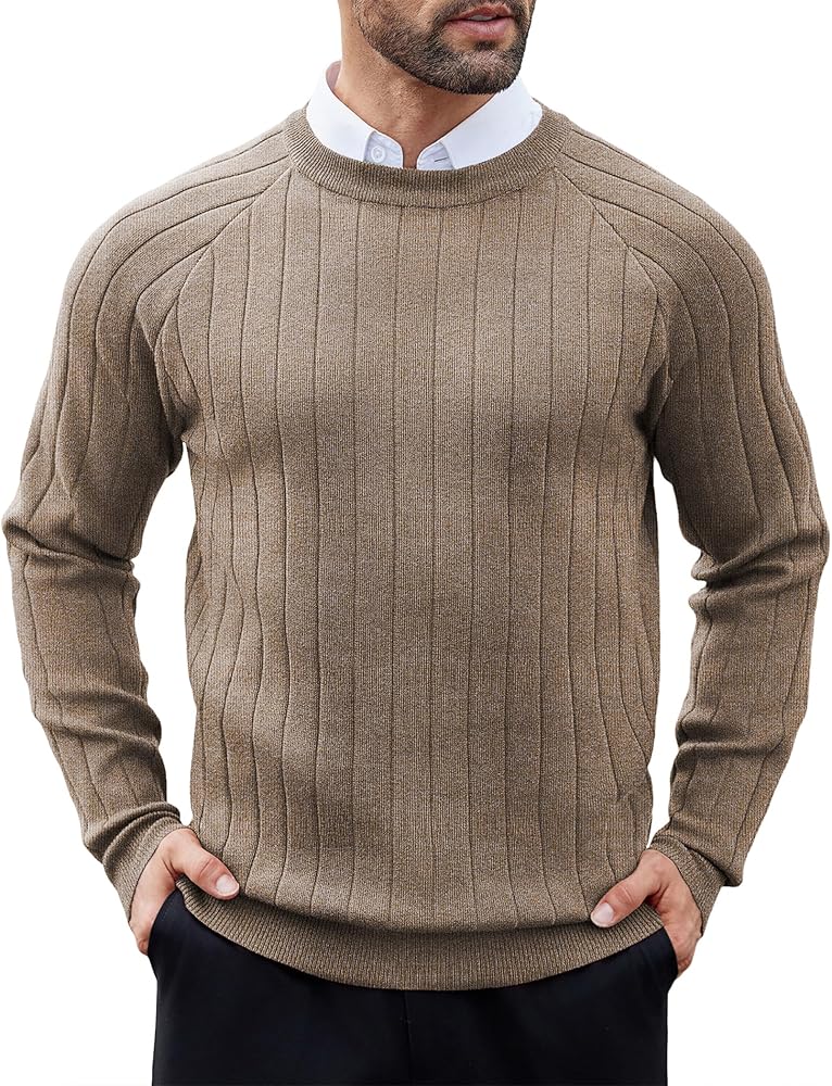 COOFANDY Men Dress Sweater Long Sleeve Crew Neck Sweater Slim Fit Business Casual Pullover Sweater