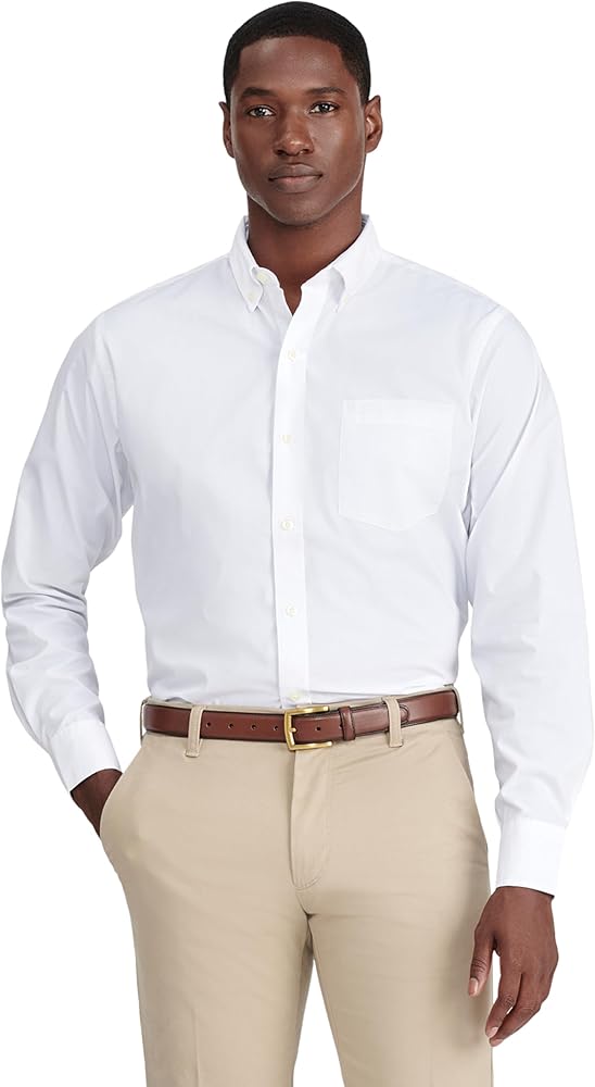 IZOD Men's Button Down Long Sleeve Stretch Performance Solid Shirt