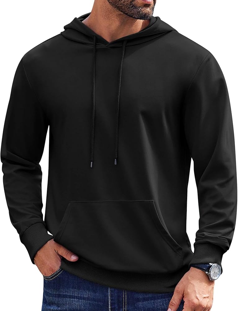 COOFANDY Mens Hoodie Pullover Long Sleeve Casual Fashion Sweatshirts Drawstring Gym Hooded Shirt with Kanga Pocket