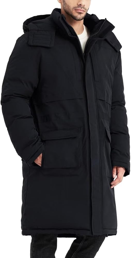 Men's Extra Long Parka Winter Coats Hooded Puffer Jacket Heavy Warm Water-resistant Outerwear Cold Weather