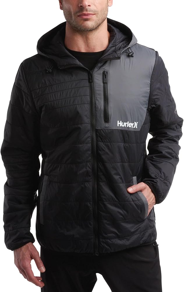 Hurley Men's Jacket - Balsam Lightweight Packable Puffer Coat - Weather Resistant Outerwear Windbreaker Coat for Men (M-XL)