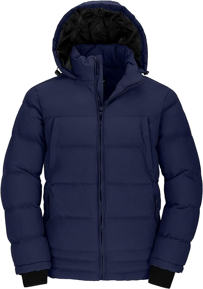 Wantdo Men's Thicken Puffer Jacket Insulated Water-Resistant Warm Winter Coat with Hood