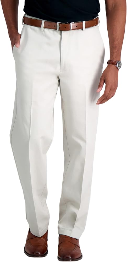 HAGGAR Mens Work to Weekend Hidden Expandable Waist Classic Fit Flat Front Pant