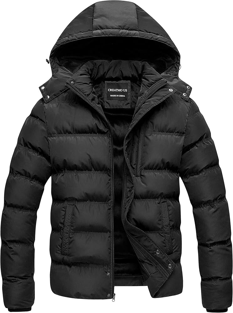 CREATMO US Men's Puffer Jacket Waterproof Winter Parka jacket Warm Thicken Ski Coat