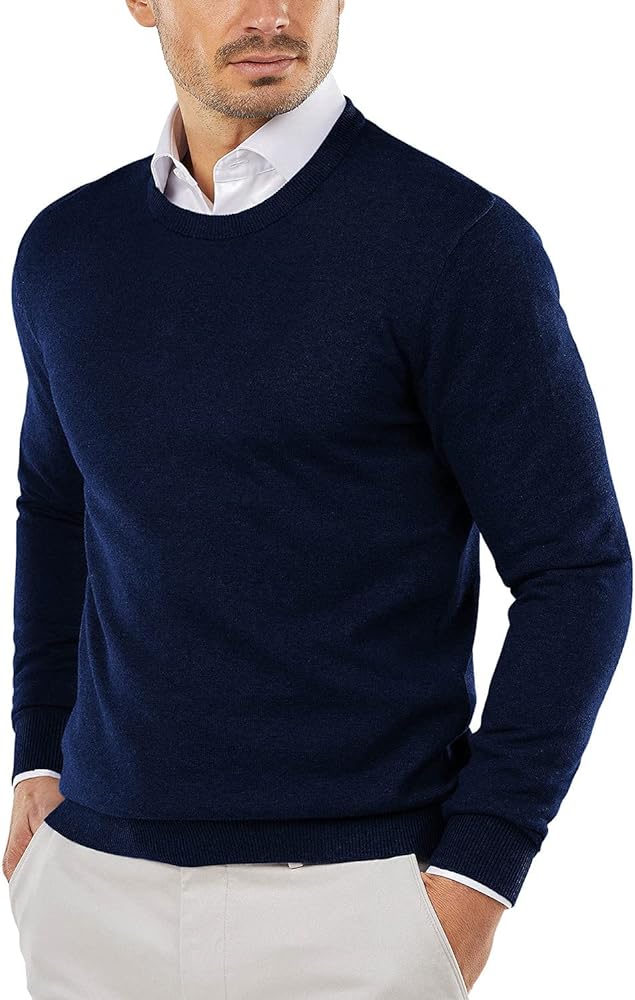 COOFANDY Men's Crew Neck Sweater Slim Fit Lightweight Sweatshirts Knitted Pullover for Casual Or Dressy Wear