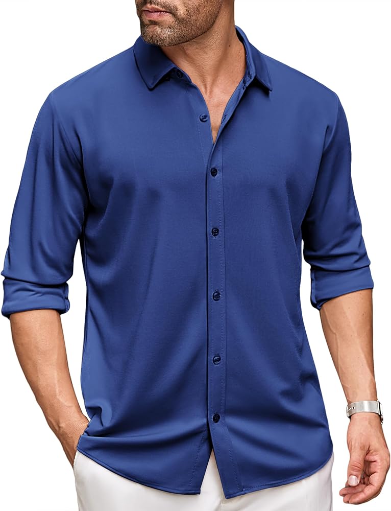 COOFANDY Men's Long Sleeve Wrinkle Free Shirt Button Down Casual Dress Shirts